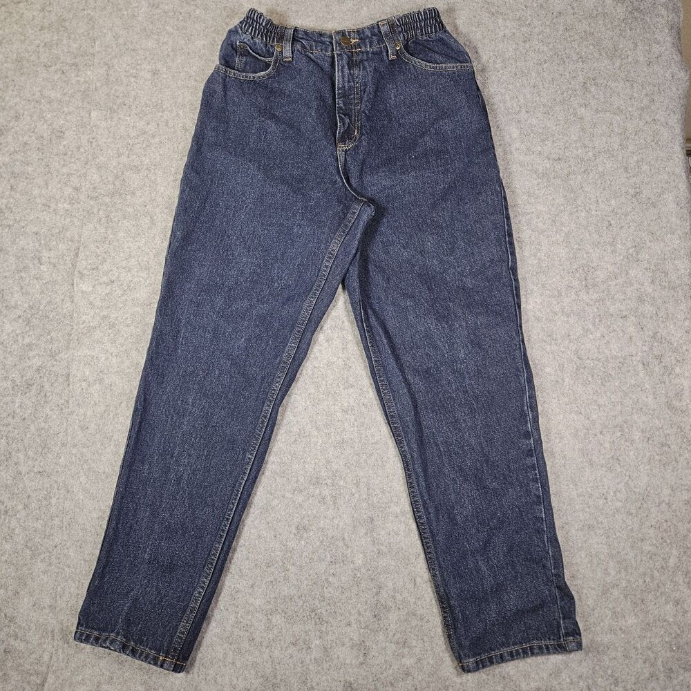 L.L. Bean Womens Blue Relaxed Fit Side Elastic 183695 Jeans Comfort Mom‎ Size 8P